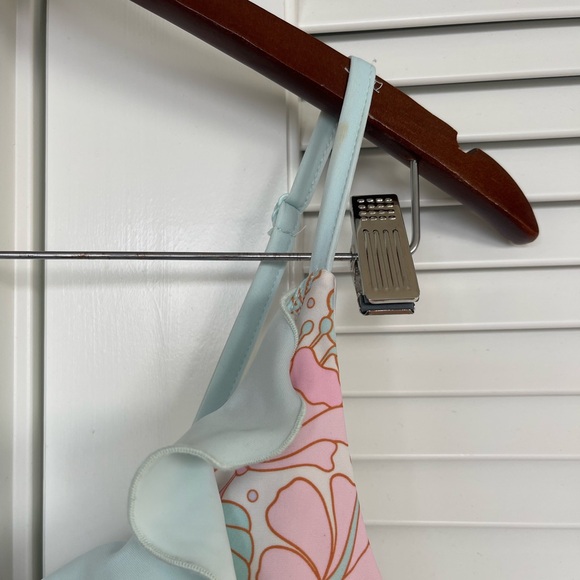 Caden Lane Pink and Blue Floral One Piece Swimsuit - Picture 3 of 4